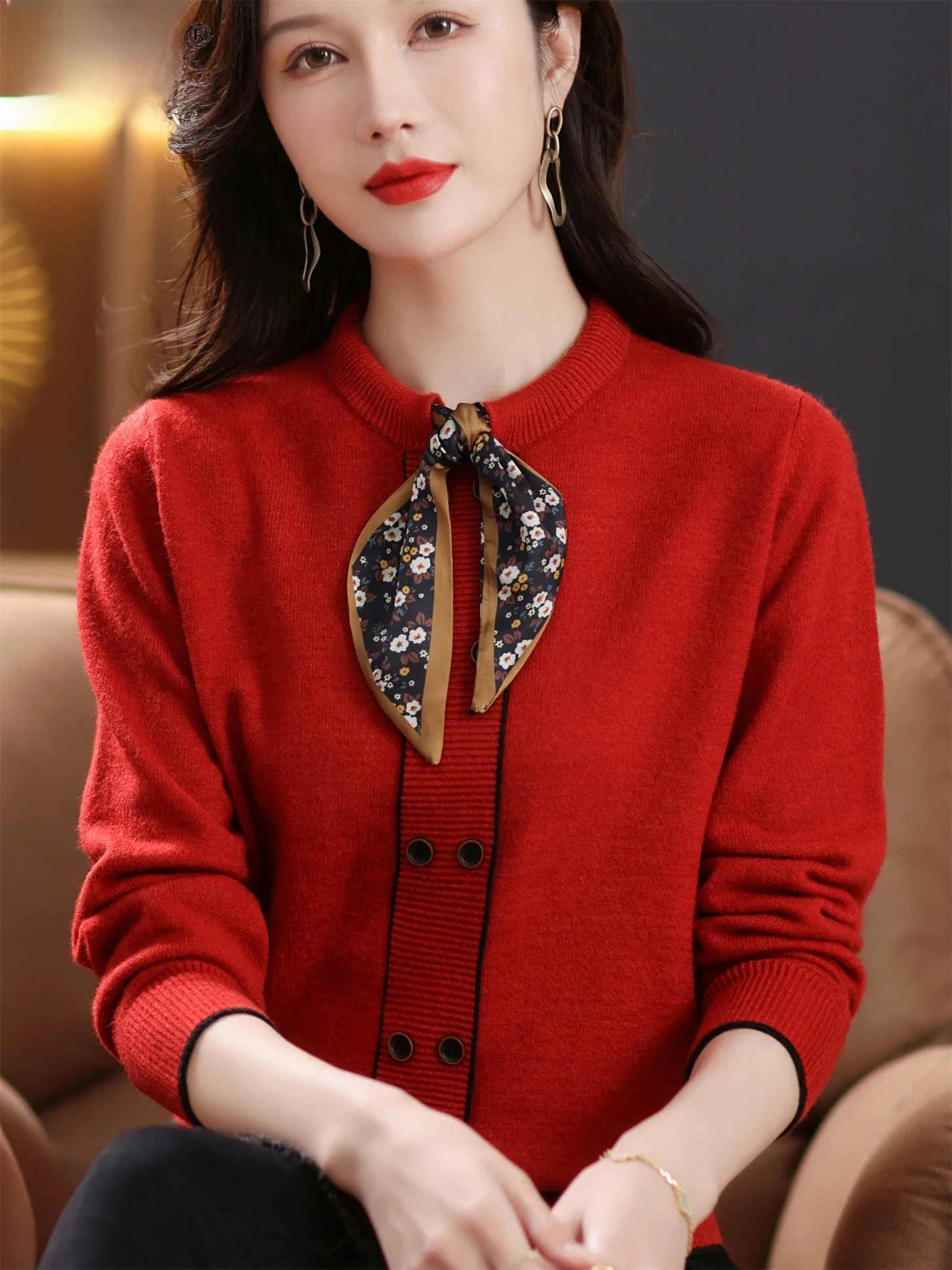 

Повседневная вязаная шерстяная круглая Ne Base irt Женская Faion ape Свободная посадка на пуговицах без шапки Обычный све Clean Eas...