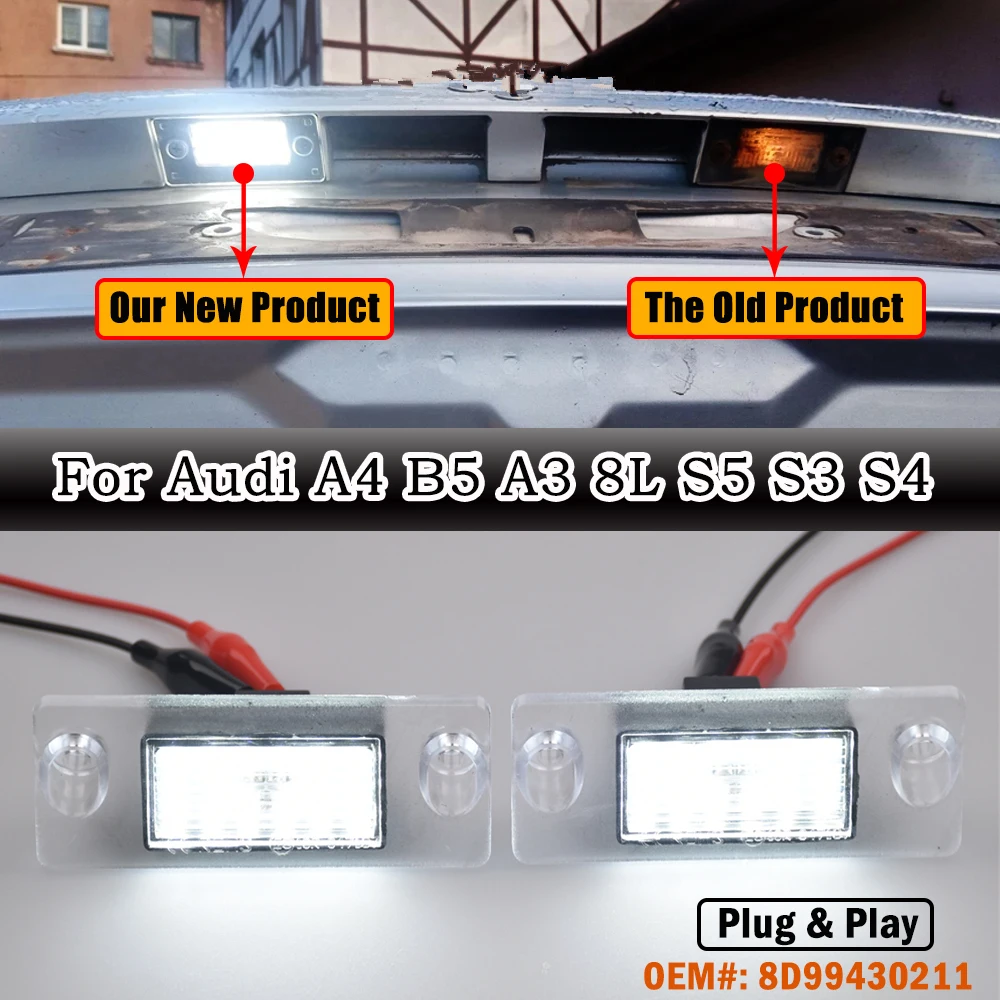 Luz Led trasera Canbus para matrícula de coche, 2 piezas, sin errores, para Audi A3, S3, A4, S4, A5, S5, B5, 8L, Avant, Sportback, 1996-2003