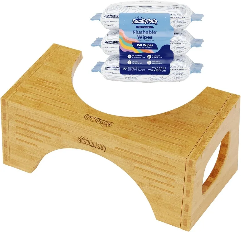 

Squatty Potty The Original Toilet Stool - Bamboo Flip 7" and 9" Adjustable Heights, Brown - Improve Bathroom Posture and Comfort