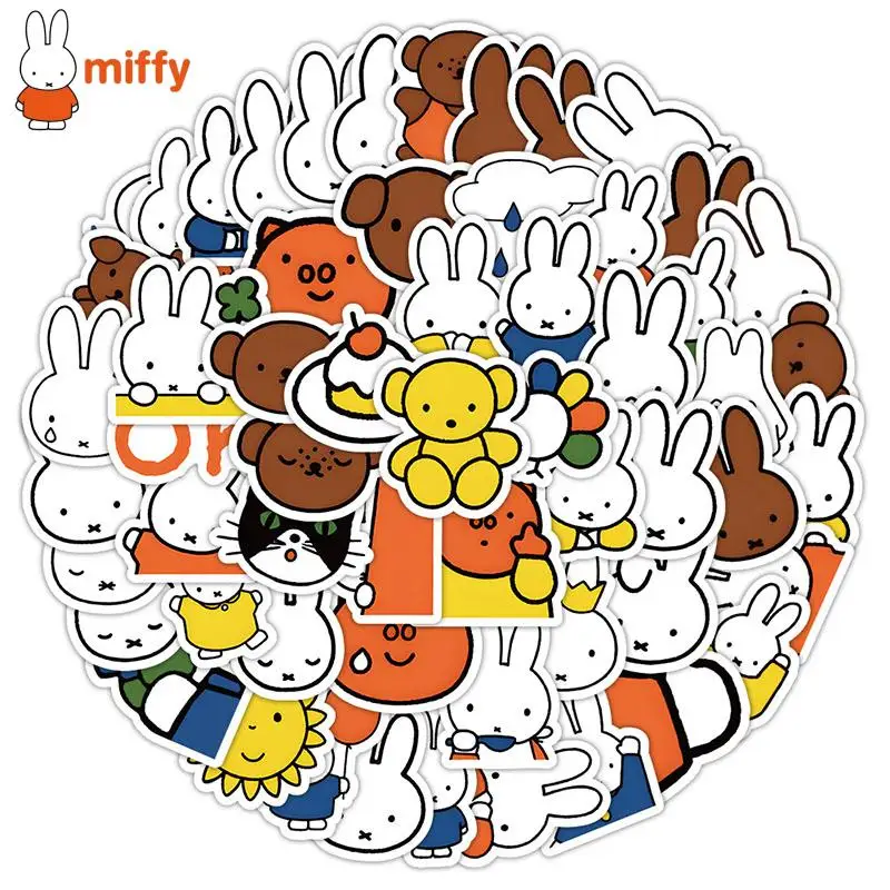 

60 листов кавайных наклеек Miffy, милые аниме, водонепроницаемые наклейки для ноутбука, альбома «сделай сам», наклейки на чехол для мобильного телефона, подарок для девочек, игрушки