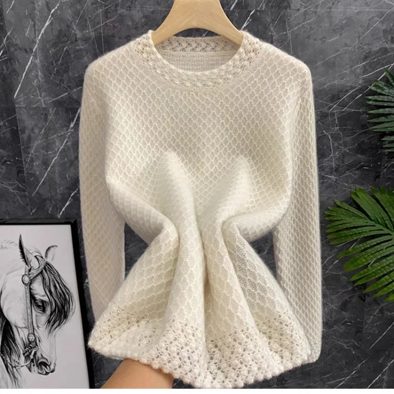 

Wool Cashmere Sweater Women 3D Three-Dimensional Hollow Out Round Neck Jumper Knit Sweater Autumn Bargain Price Fashion Top L305