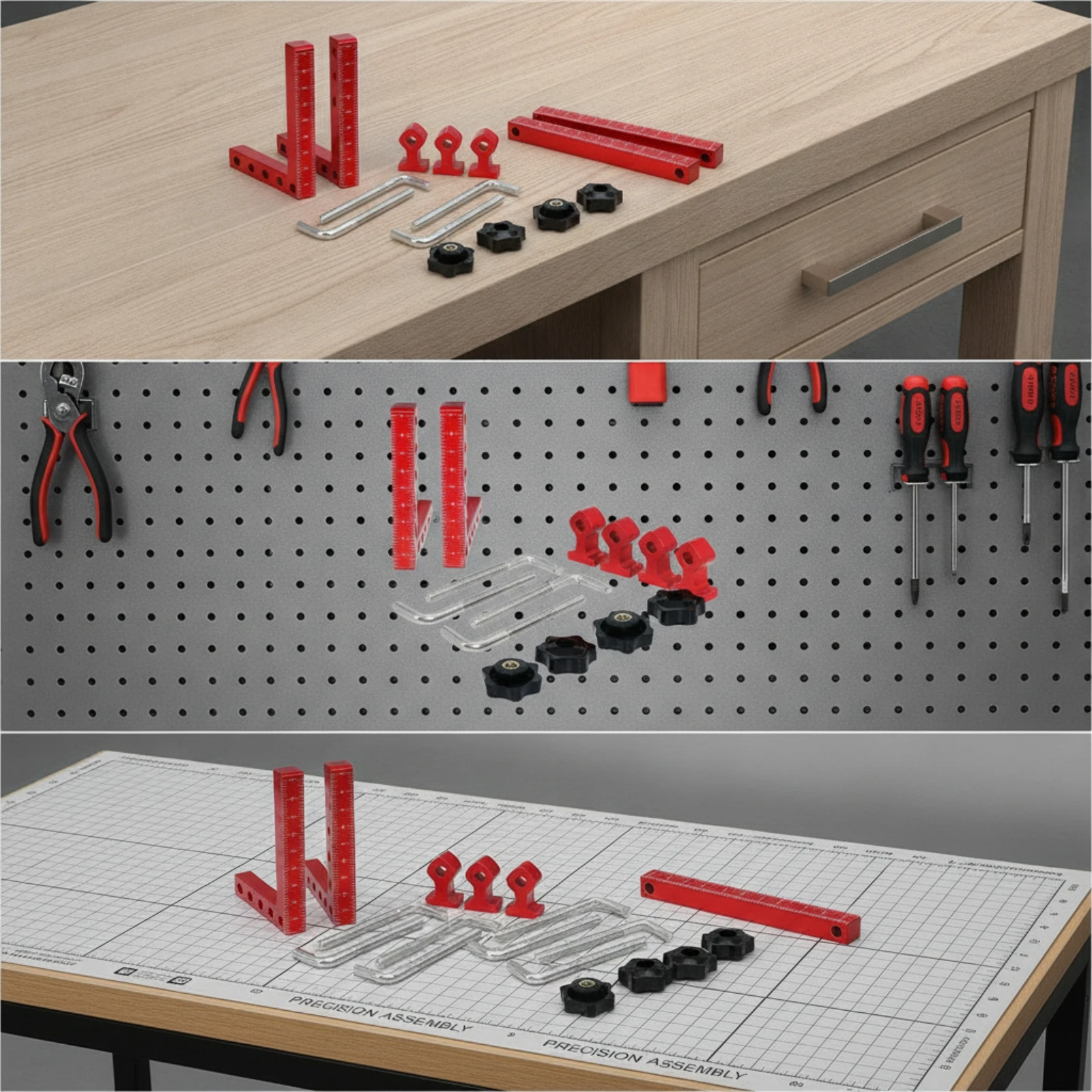 6 Pieces Woodworking Corner Clamp Anodized Right Angle Clamp Clamping Square CNC Machined Tool Perforated for Woodworkers