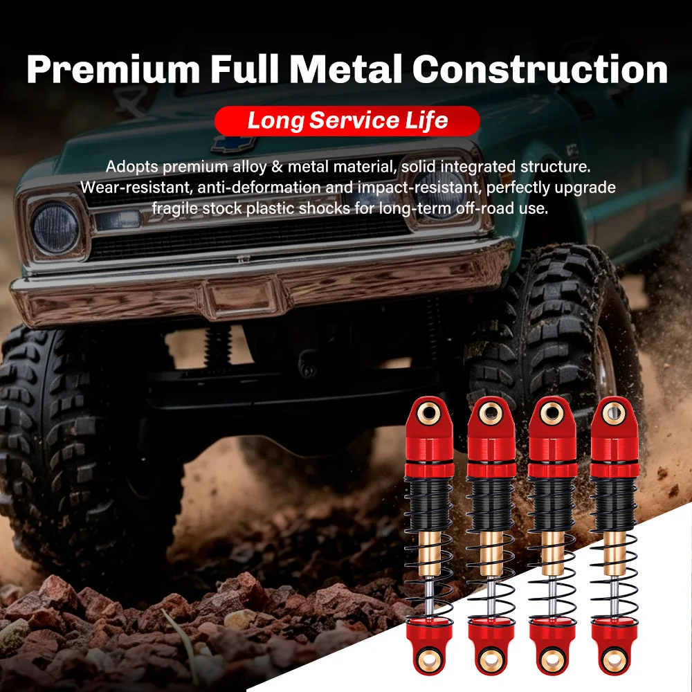 9IMOD 28.5mm Shock Absorbers CNC Aluminum 4Pcs Damper Upgrade for 1/30 RC Crawler Axial SCX30 Black Titanium Red Optional