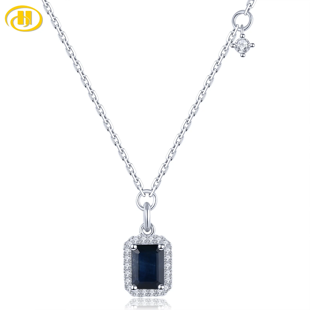 Natural Blue Sapphire Sterling Silver Pendants 1.15 Carats Genuine Precious Gemstone Exquisite Fine Jewelrys S925 Women Gifts