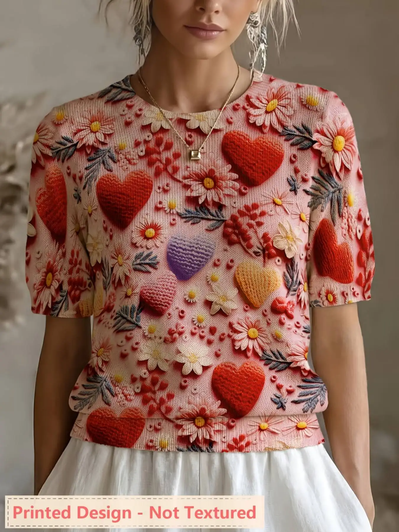 

Женский топ с принтом - Новинка весенне-летнего сезона: модный пуловер с круглым вырезом и коротким рукавом, с цифровым принтом, стильная женская одежда