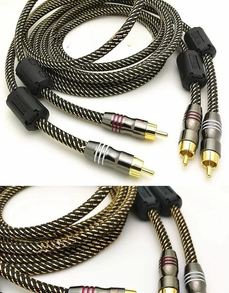 Dual Angled High Shielding Pure Copper 2RCA Audio Cable Red White Male to Male for CD Players Amplifiers Speakers