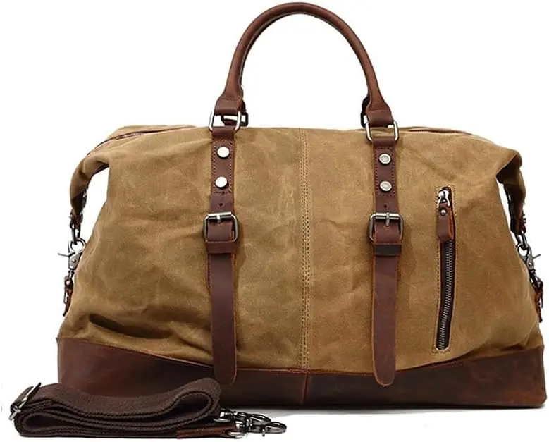 حقيبة سفر من القماش الخشن للرجال، حقيبة من القماش الخشن مقاومة للماء لحقيبة صالة الألعاب الرياضية لعطلة نهاية الأسبوع طوال الليل #3