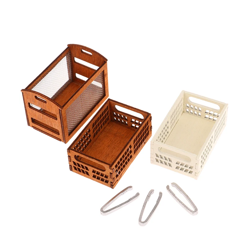 1Set 1:12 Dollhouse Miniature Bread Rack Cake Shelf Storage Box/Basket W/Baking Clip Scene Decor Doll House Accessories