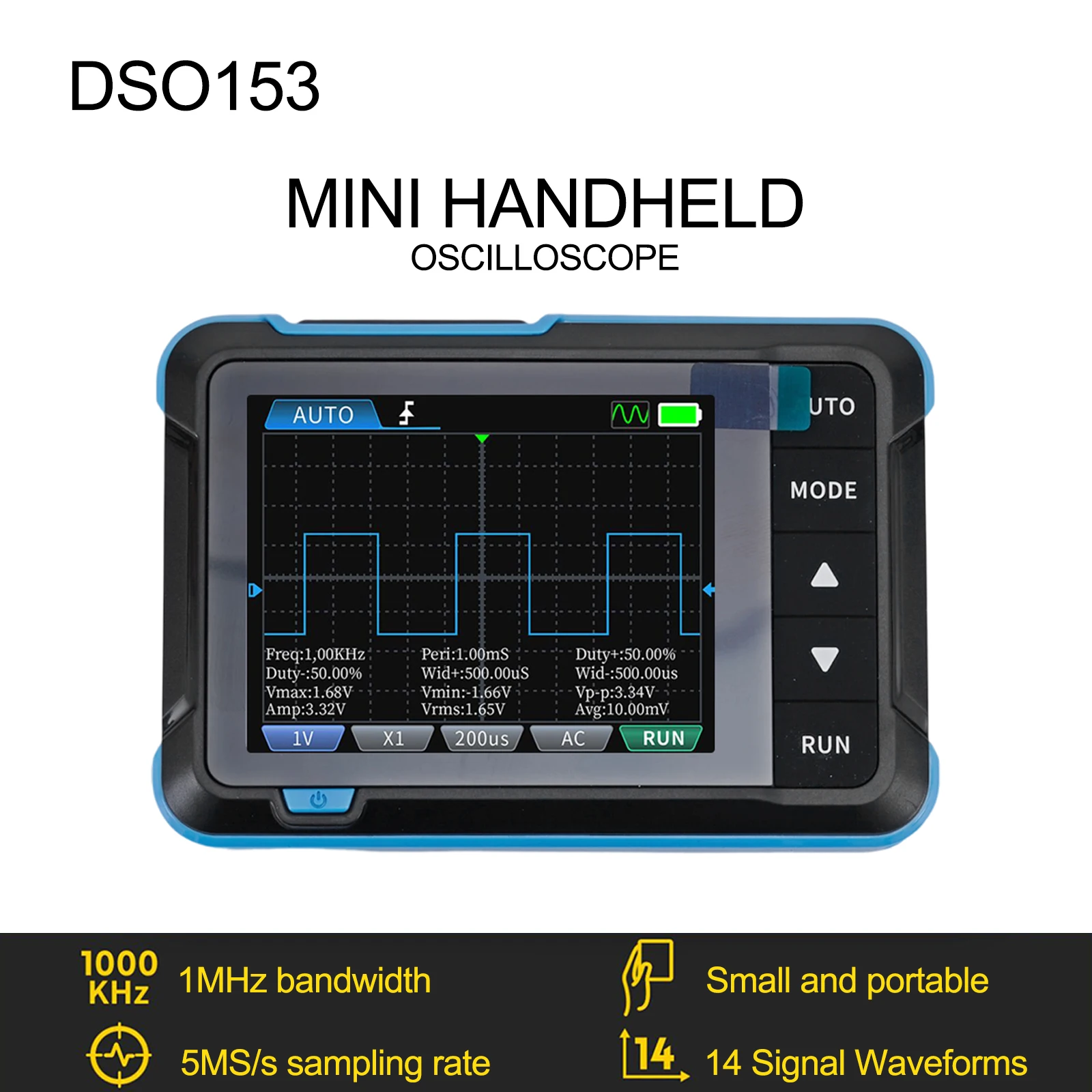 

For FNIRSI DSO153 Digital Portable Oscilloscope Signal 2in1 1MHz Bandwidth Digital Oscilloscope Vectorscopes Test Measurement