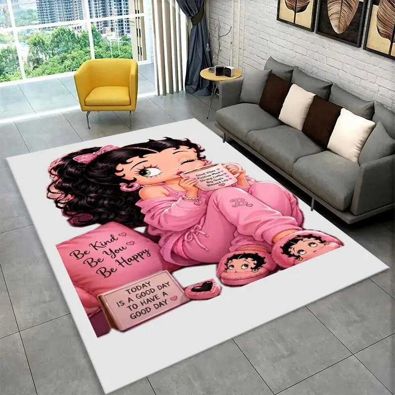 Retro Cartoon B-Betty B-Boop Cute Girl Carpet Rug for Bedroom Living Room Sofa Home Decor,Game Area Rug Non-slip Floor Mat Fest
