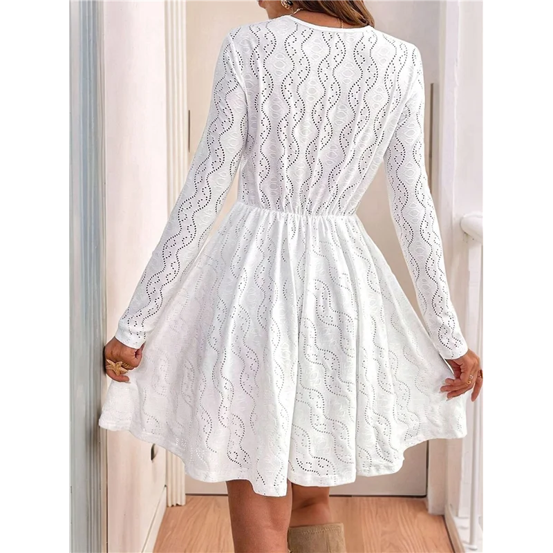 

ABRT-Women's 2025 Long Sleeve Mini Dress Lace V Neck A Line Casual Party Dresses