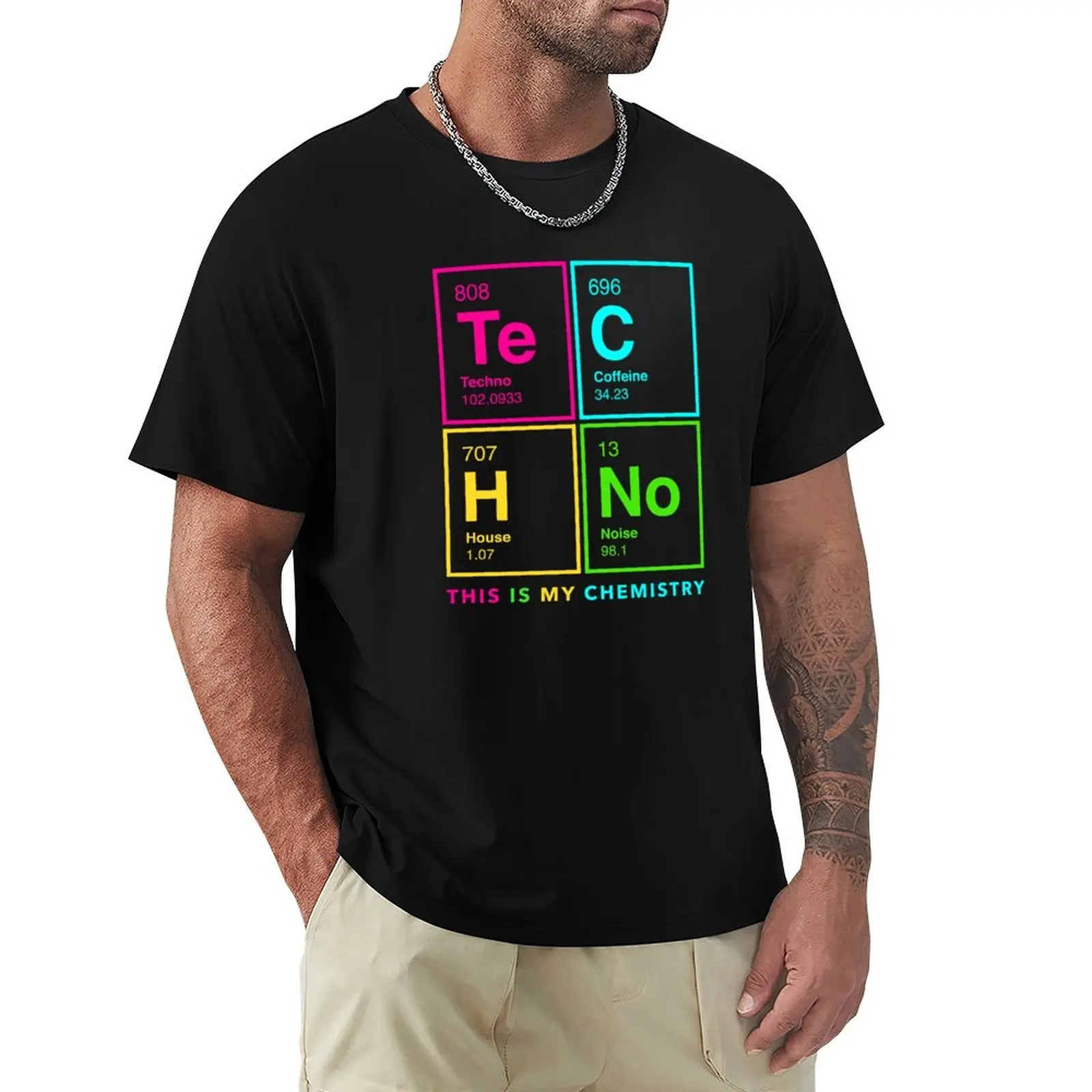 

Te-C-H-No Periodic Table of Techno, EDM, Rave DJ T-Shirt blacks football t shirt black t-shirts for men