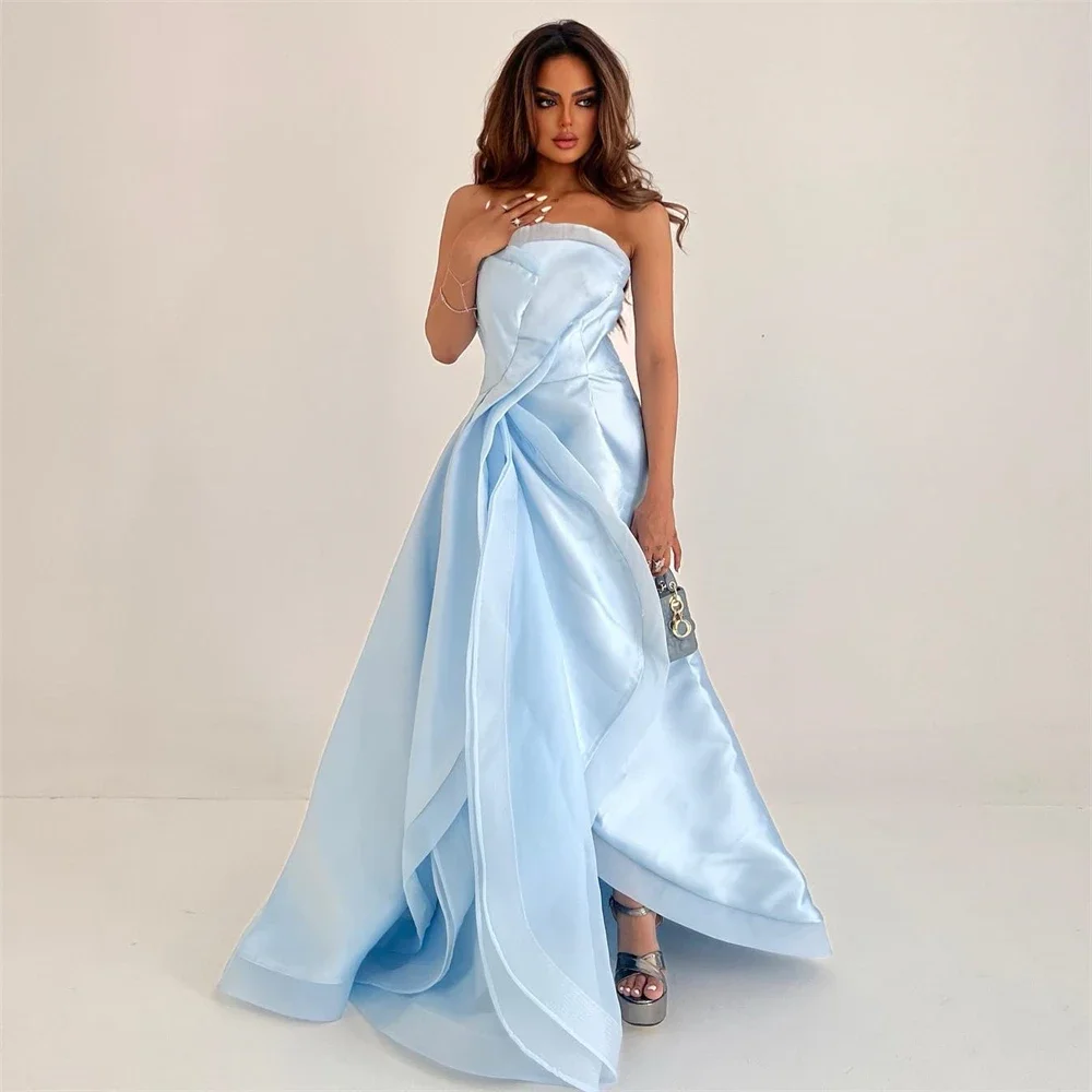 

Yipeisha Prom Dress فساتين كوكتيل Strapless Satin 2024 Women New Style Formal Occasion Evening Gown Arabic نسائيه سهره