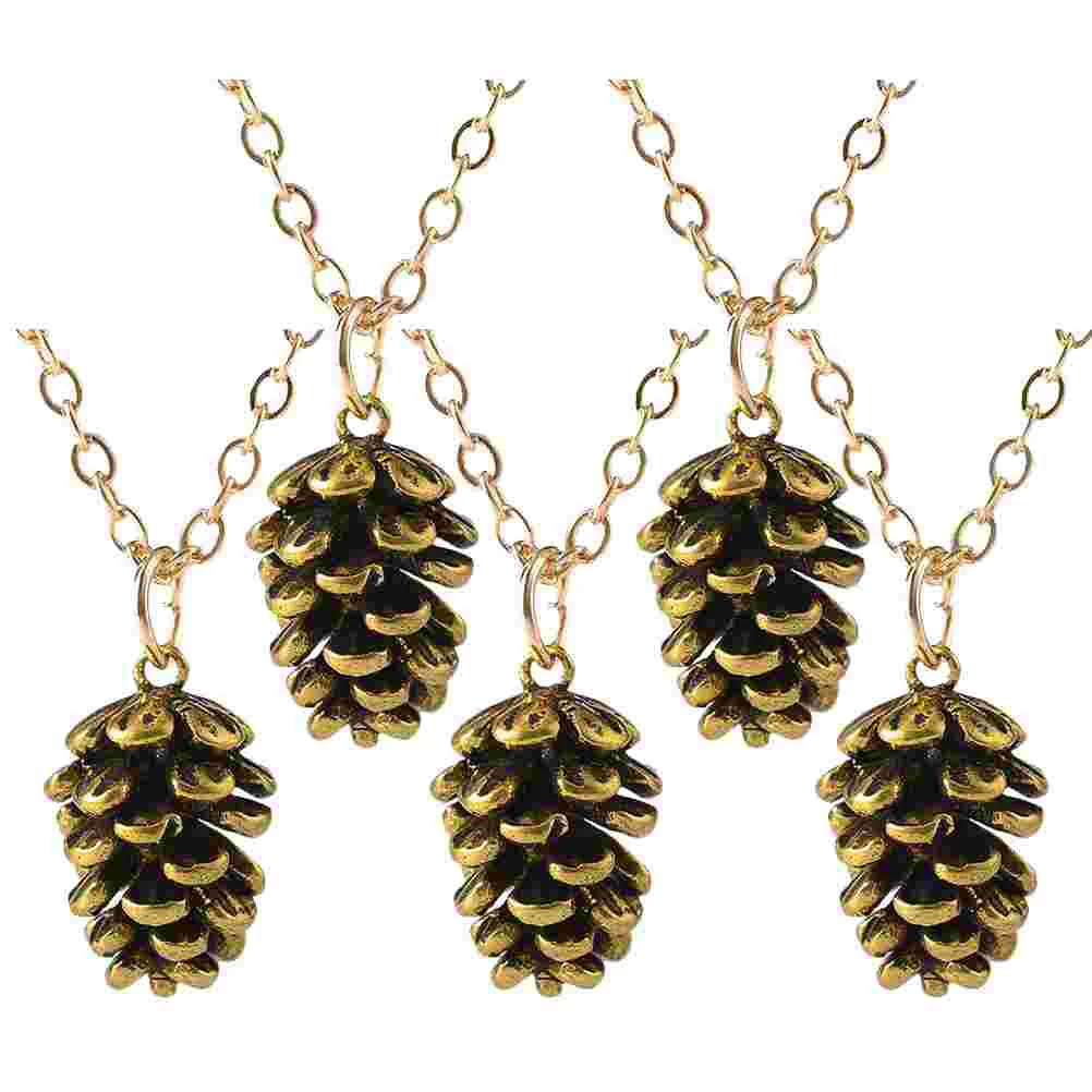 

5 Pcs Christmas Pine Cone Necklace Gift Attractive Choker The Sweater Chain Hanging Pendant Sto Chic