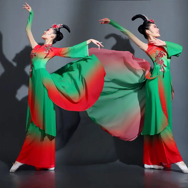 

Yangge Costume Performance Costume For Women 2024 New Chinese Style Classical Elegant Umbrella Dance Set Ethnic Dancing Dress