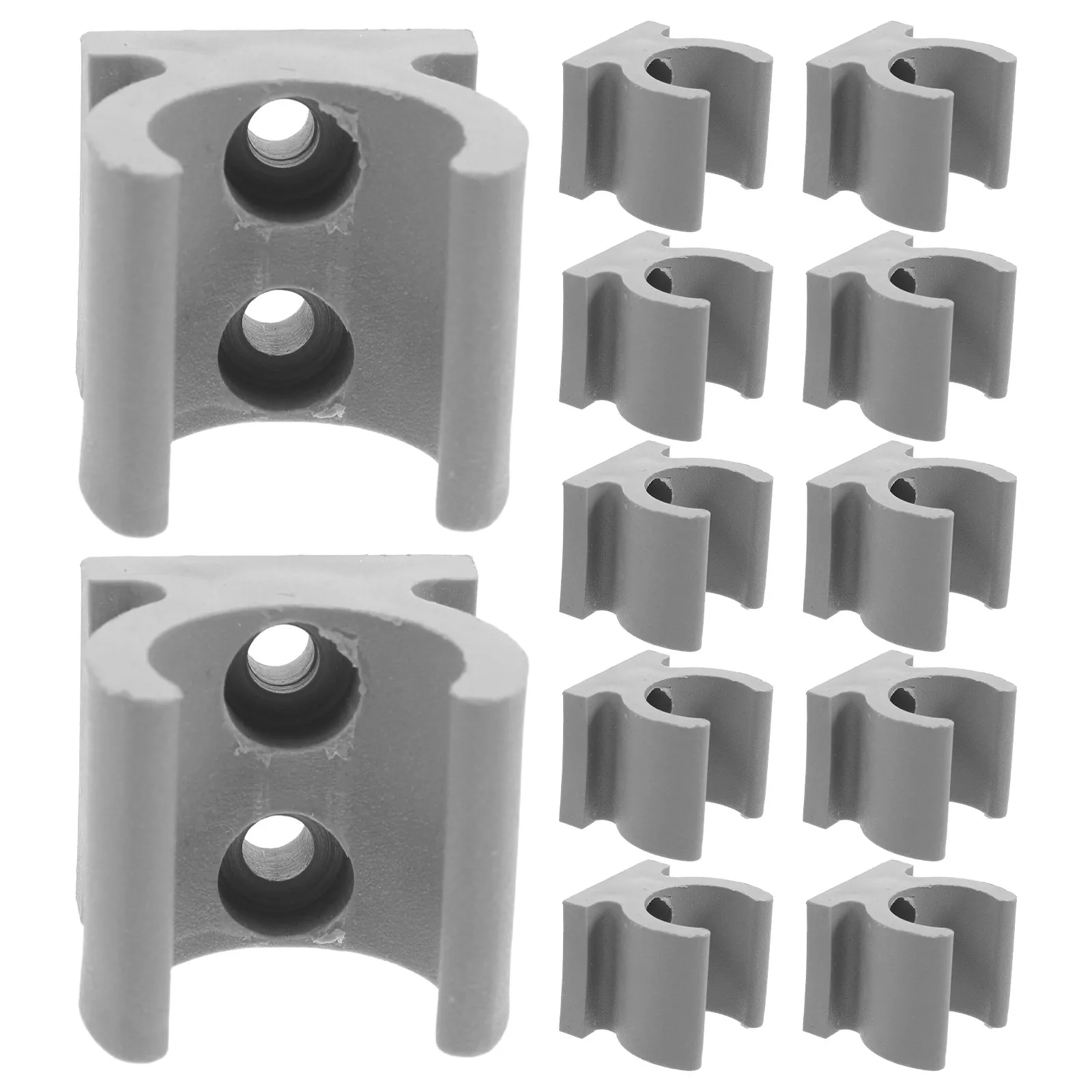 24 pinces en plastique gris en forme de U pour fauteuils roulants et chaises de toilette, robustes, ajustement sécurisé, trous pré-perforés, pour tubes de chaise de toilette