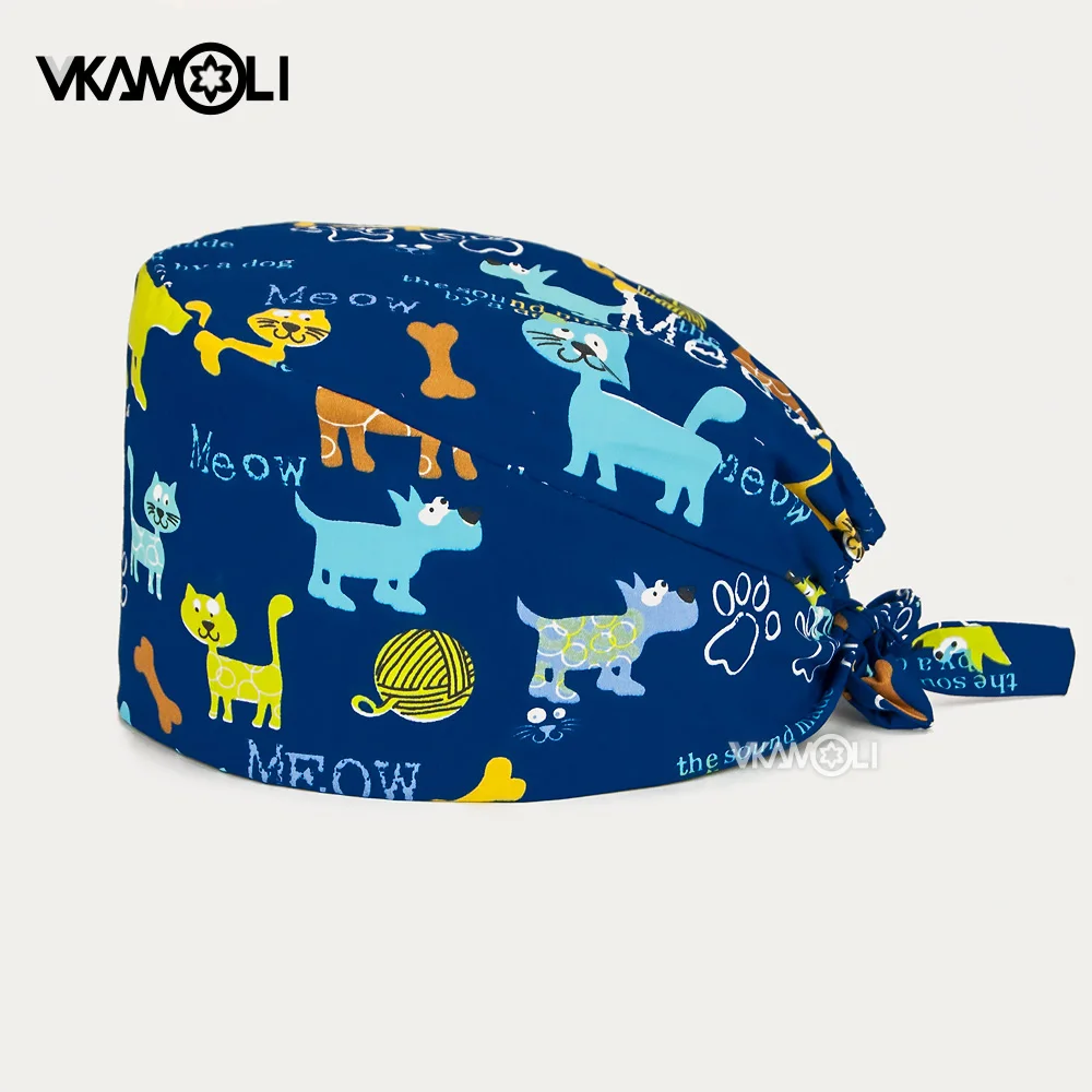 New Arrival High Quality scrubs caps lab work hats adjustable Elastic Section Caps Scrubs hats men Women Hats Pet grooming hats