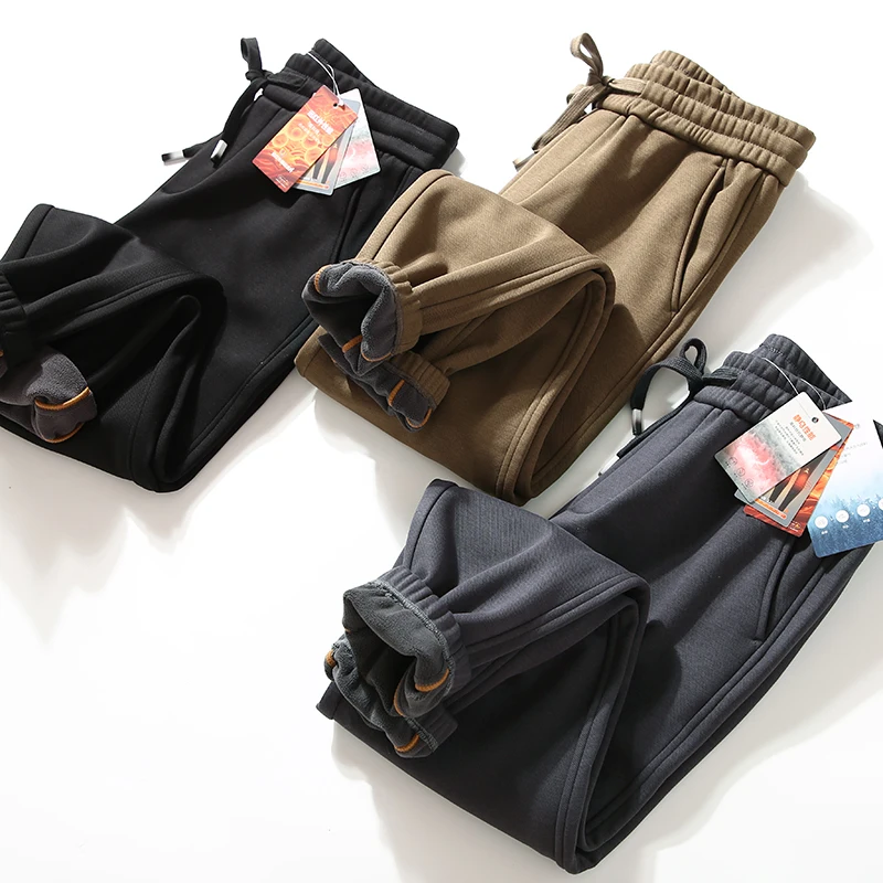 

Thiened Fce Knitted Spor Casual Pants for Men with Elastic Waist And Cuffed Bot Faionable Urban Sle Winter Wear