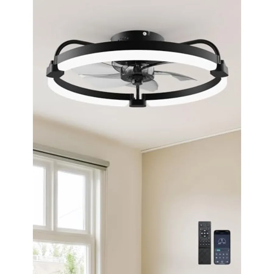 

Ceilg Fans with Lights and Remote '' Low Profile Ceilg Fan Flush Mount APP Control 6 Speed 3CCT Quiet Reversible DC Motor Dimma