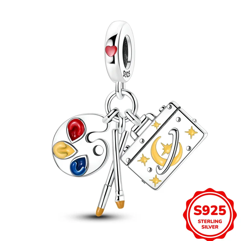 

Original 925 Sterling Silver Three-In-one Painting Pendant Charms Beads Fit DIY Bracelet Necklace Engagement Birthday Jewelry Gi