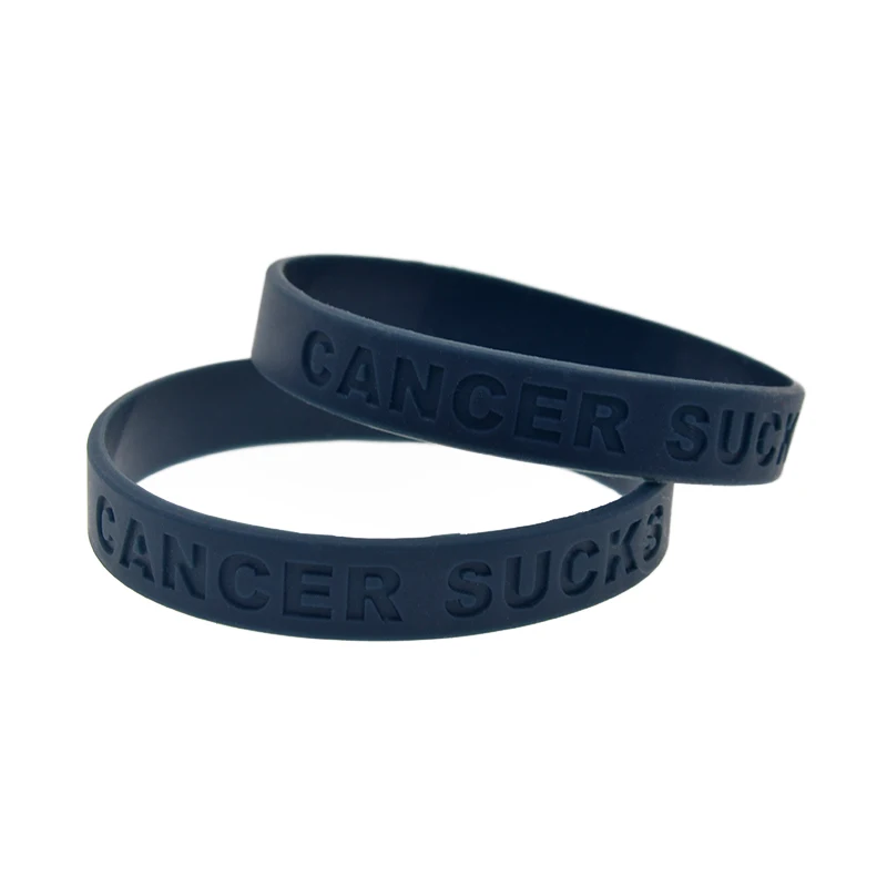 1 PC Cancer Sucks Silicone Rubber Wristband Debossed Logo Bracelet Adult Size