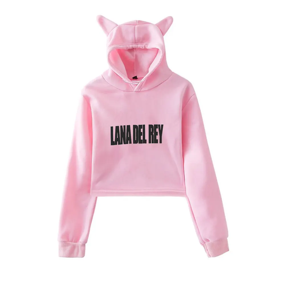 

Lana Del Rey Merch винтажная уличная одежда 90-х годов толстовки с капюшоном для девочек укороченный модный спортивный пуловер с кошачьими ушками