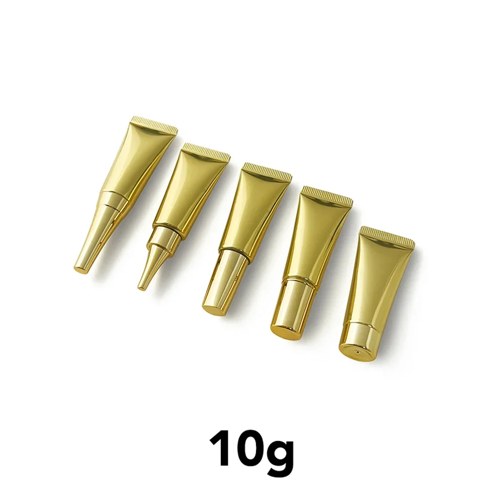 

10g Plastic Gold Refillable Soft Tube Empty Cosmetics Container 10ml Essence Eye Cream Lotion Squeeze Bottle