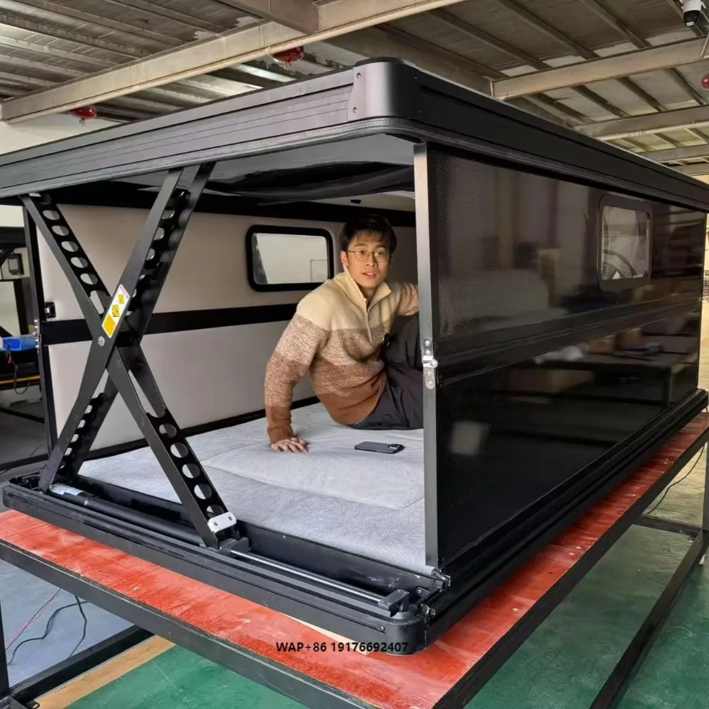 P-Show Carbon Fiber Electric Pop-Up Rooftop Tent with Sprinter 4x4 and Pickup Trucks RVs