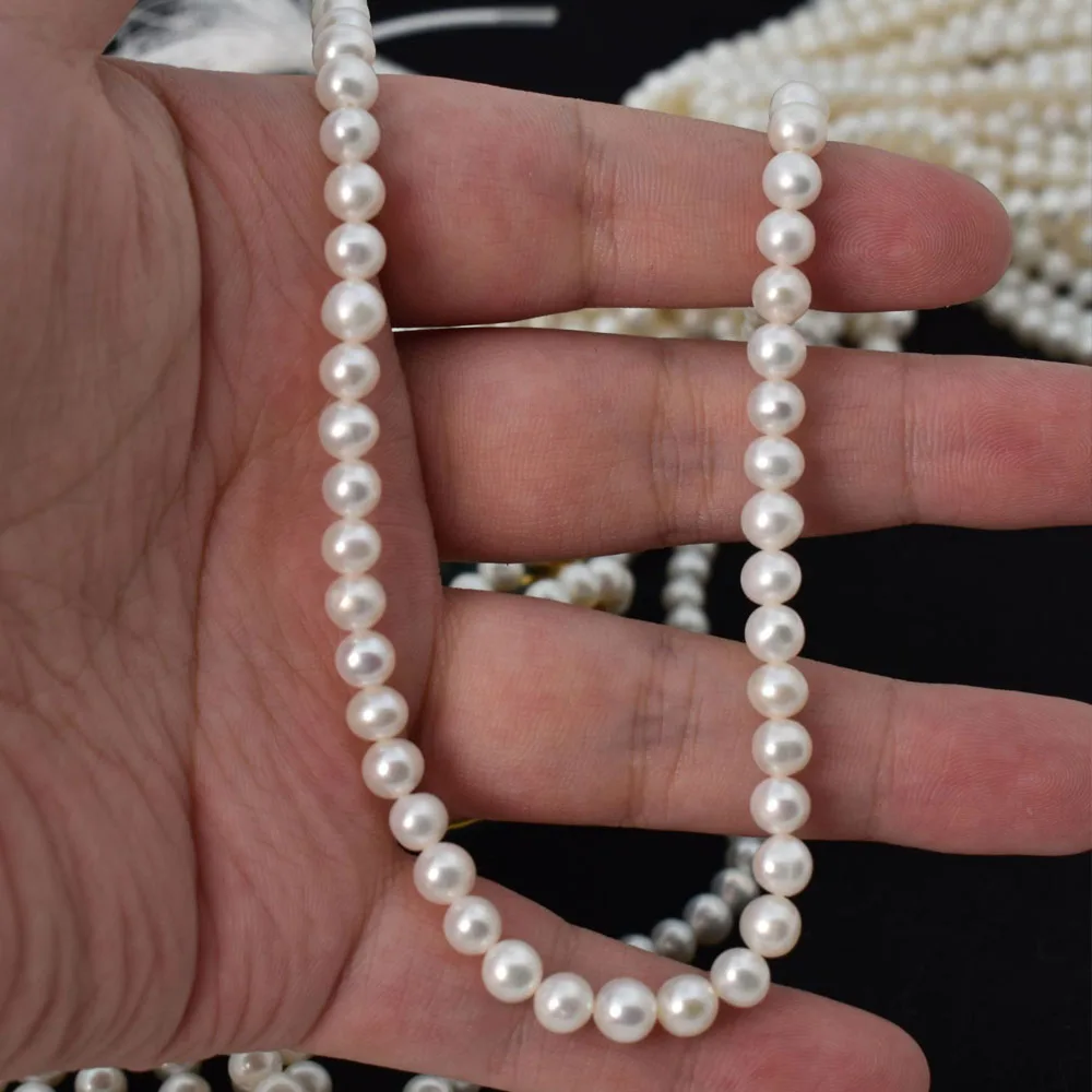 Natural Freshwater Pearls 2/3/4/5/6/7/8/9mm Near Round Pearl Beads for Jewelry Making DIY Semi-finished Necklace Sweater Chain