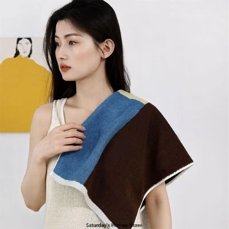 Color Matching Pure Cotton Towels Yarn-dyed Face Soft Towel Class Long-staple Absorbent Bath Towel Kids Towel
