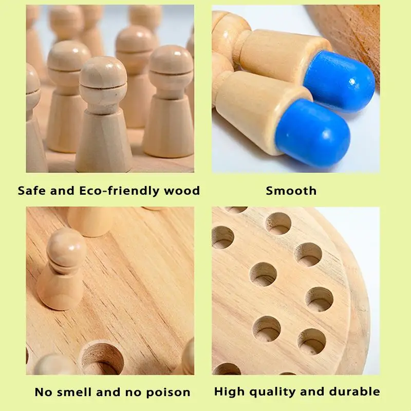 Rompecabezas de madera Montessori para niños, juguete educativo de aprendizaje sensorial de Color, palo de memoria, juego de ajedrez para fiesta