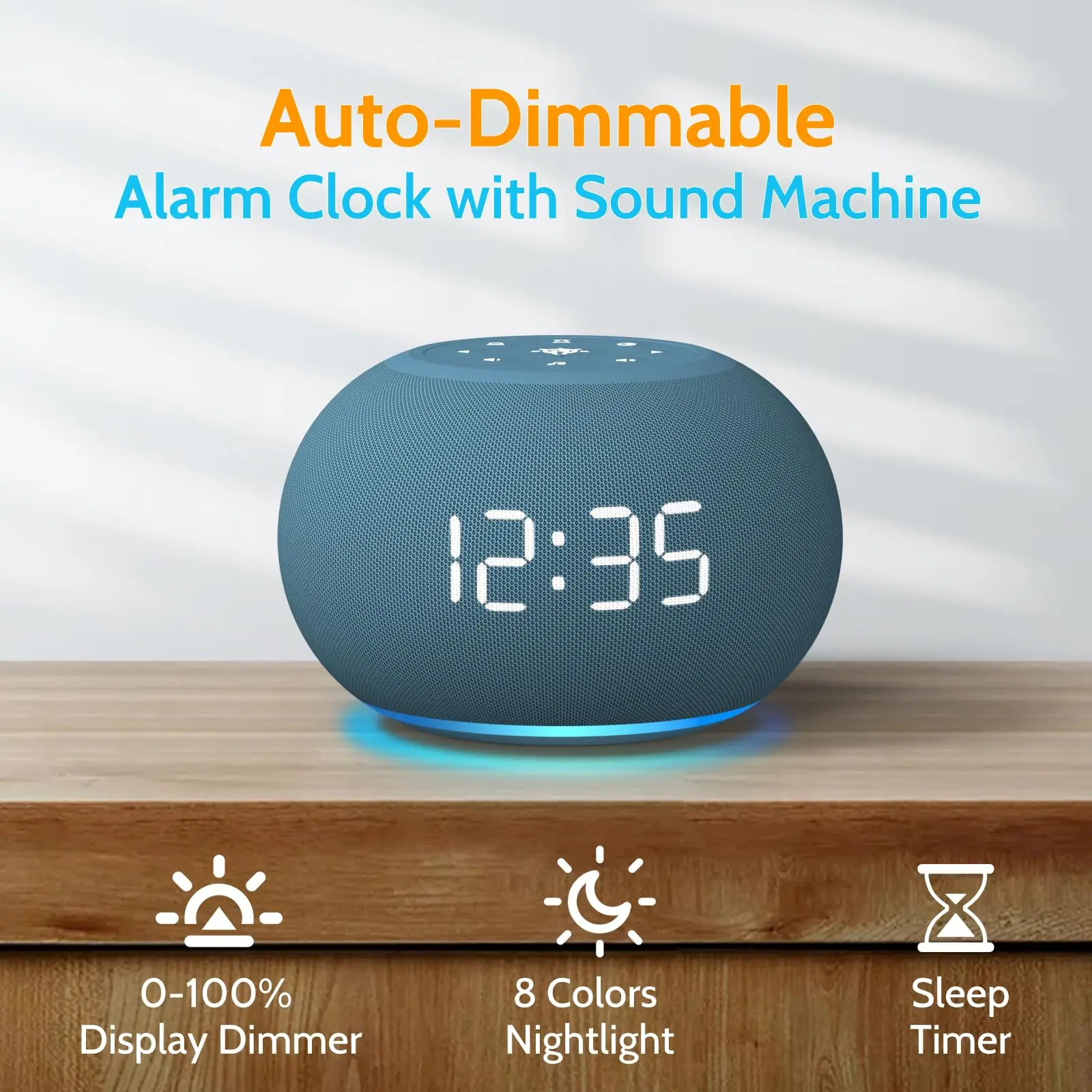 

KERCHAN Sound Machine Alarm Clock with Night Light,20 Soothing Sounds,LED Digital Display,Sleep Timer,White Noise Soother