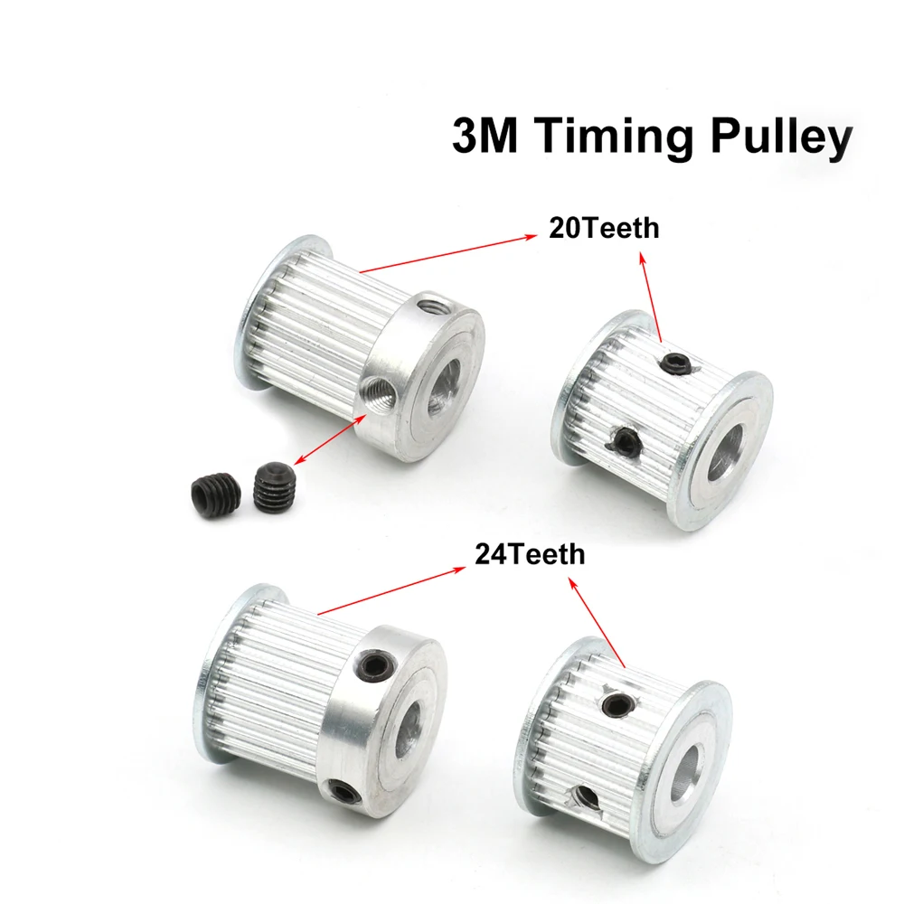 HAOJIAYI CO2 Laser Metal Parts Synchronous HTD 3M Gear Pulley 6.35/8/12mm for DIY CO2 Laser Engraving Cutting Machine