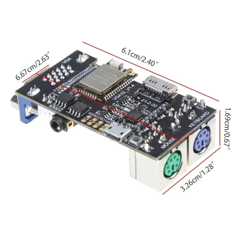 Carte contrôleur VGA PS/2, Module commande clavier souris avec moteur jeu à puce Micro32, Terminal ANSI/VT pour