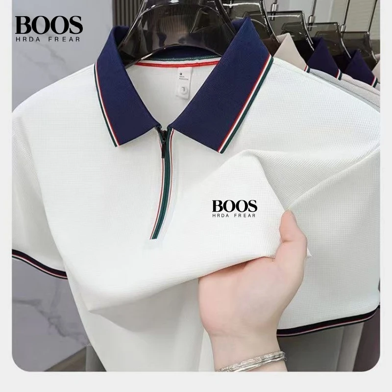 New summer high-quality short sleeved polo shirt for men, fashionable, casual, breathable