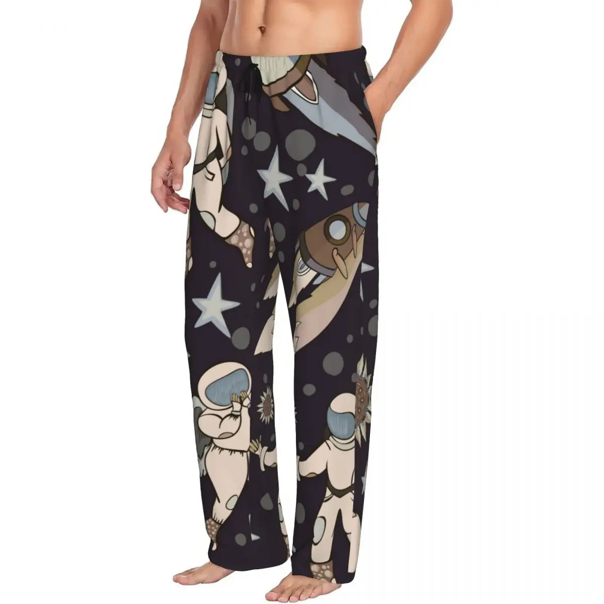 Space Planet Star Rocket Fox Men's Casual Pajama Sleeping Pants Lounge Loose Trousers Comfortable Nightwear