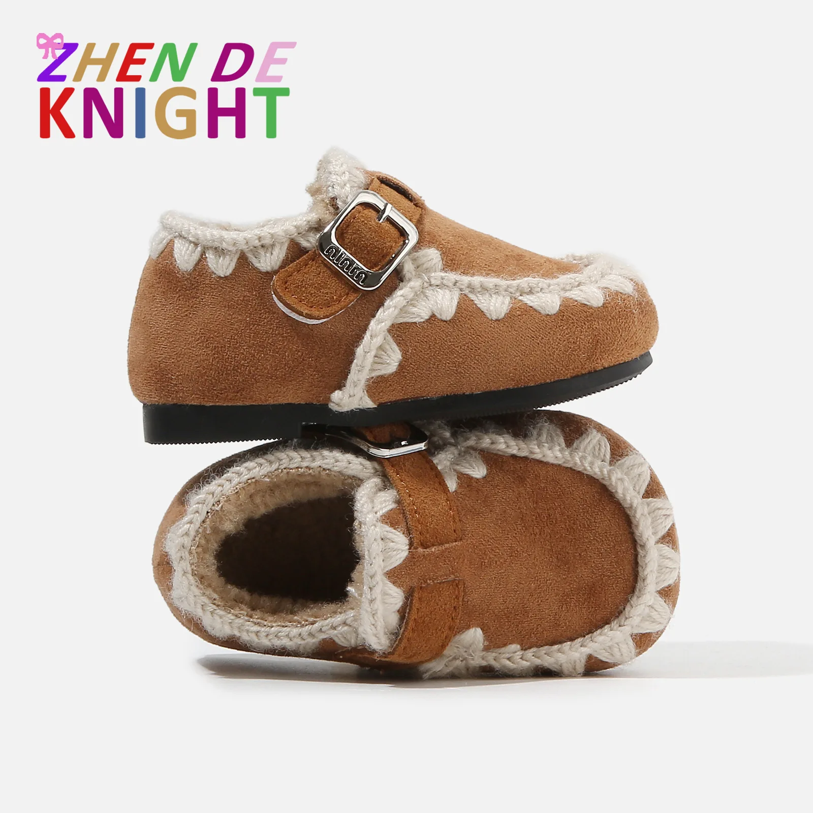 

2025 г. Обновленная детская зимняя плюшевая обувь с вышивкой, нескользящая универсальная удобная хлопковая обувь на плоской подошве с мягкой подошвой