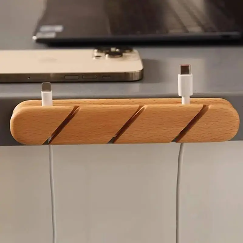 Solid Wood Cable Organizer Fixed Data Cable,Headphone/Data Cable Management Space Saving Desktop Organizer