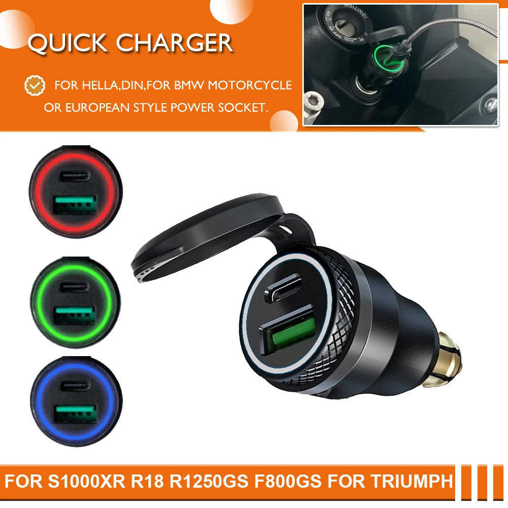 ل النمر 900 رالي 2023 دراجة نارية نوع C شاحن سريع USB محول الطاقة لسيارات BMW R1200 R1250 GS C600 Sport S1000XR R18 K1600B