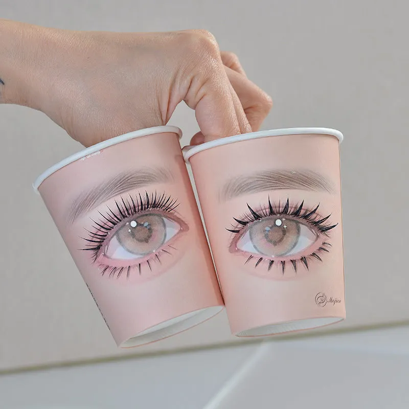 20Pcs Eyelash Extension Practice Paper Cup Grafting Lashes Training Lash Holder Paper Cups False Eyelashes Style Display Aids