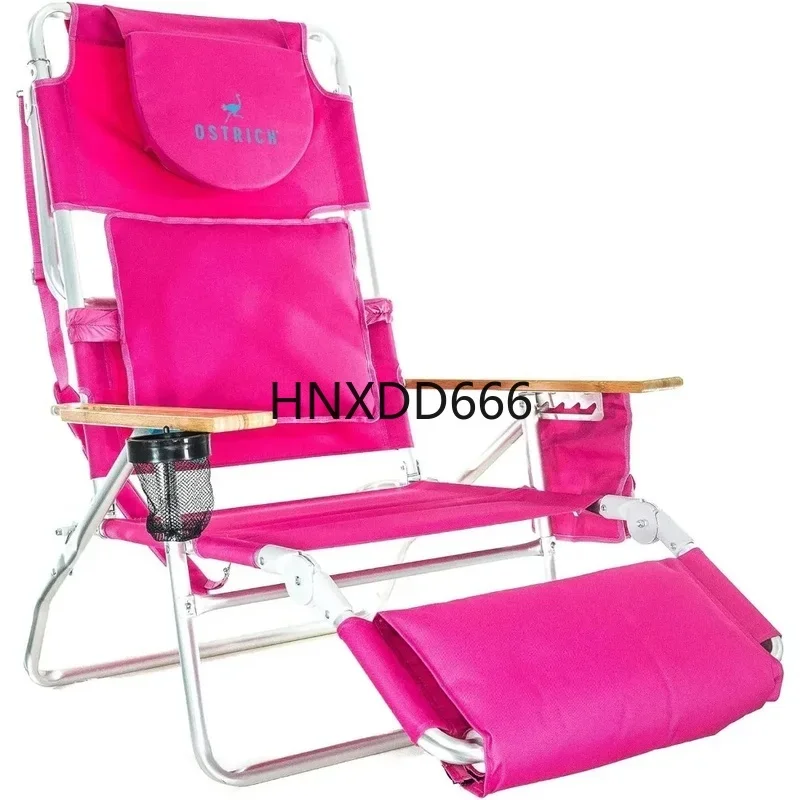 Comfortable 3-in-1 Folding Outdoor Beach Lounge Chair, Reclining Design, Pink Color