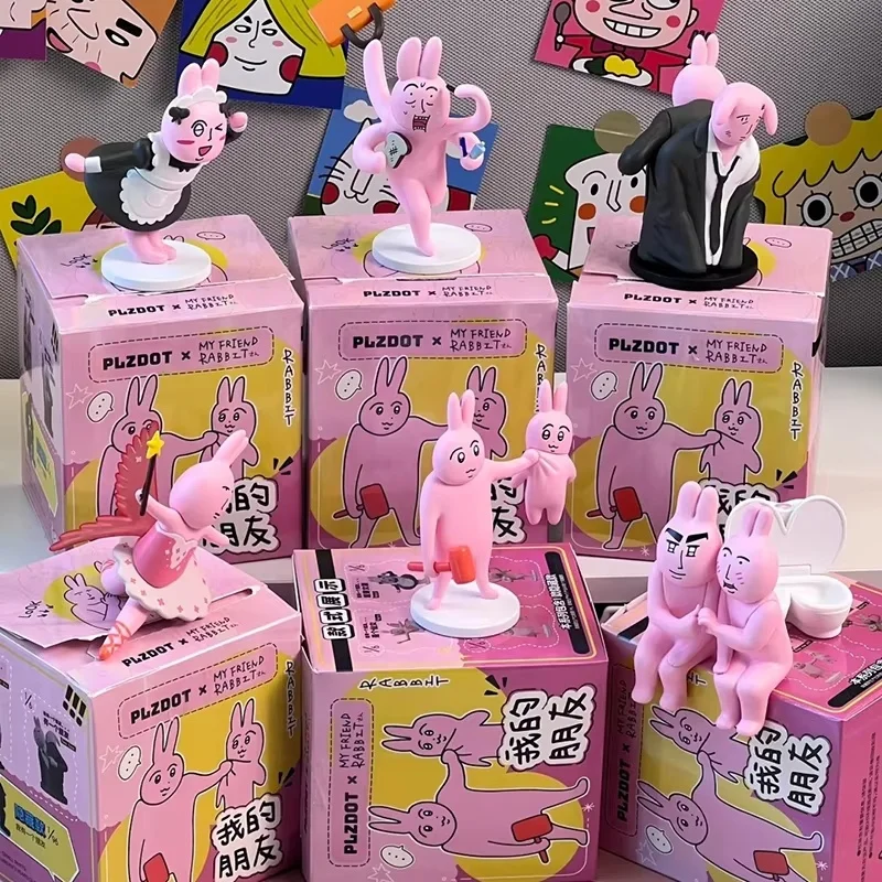 

Розовый кролик, серия «Мой друг», слепая коробка, милая кукла, модная фигурка, украшение автомобиля, очаровательный подарок, коллекционная игрушка, кавайный декор для стола, подарок
