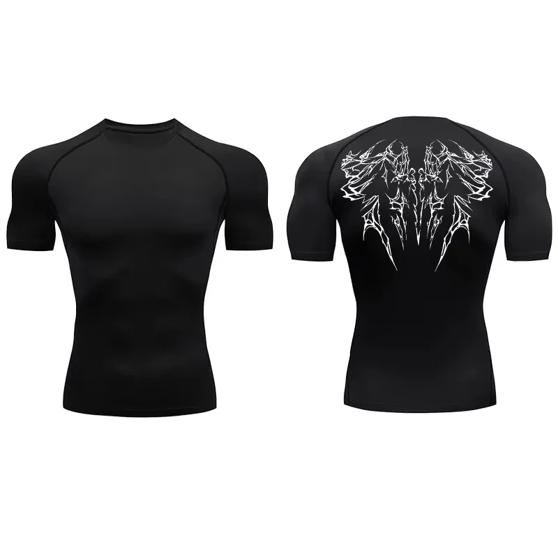 

Мужская компрессионная футболка для спортзала, быстросохнущая, облегающая, спортивная одежда для фитнеса, дышащая, повседневная, для тренировок, в стиле Харадзюку, с коротким рукавом