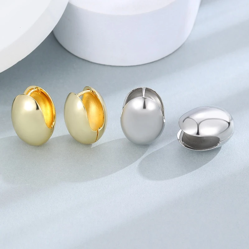 14K Gold Plated Copper Earrings for Women Glossy Oval Hollow Eggshell Dewdrop Shaped Drop Earrings Trendy Hypoallergenic Jewelry