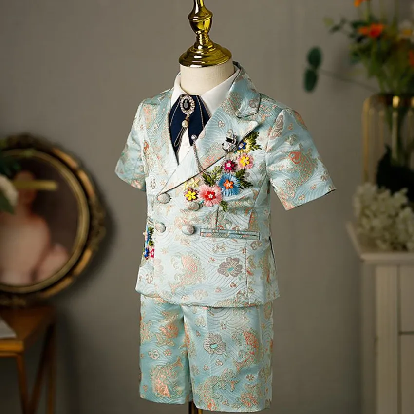 5PCS kinder Anzug Neue Mode Bühne Jungen Klavier Leistung Kleidung Hochzeit Geburtstag Taufe Party Prom Kleid Für Eid a2305 – Detail 4