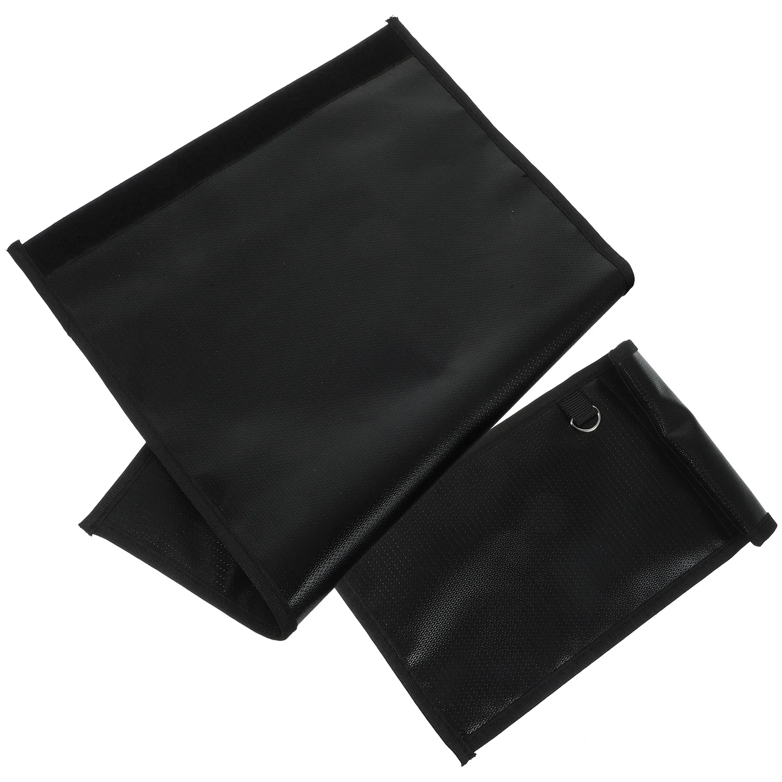 

2pcs Black Fireproof File Bag Glass Fiber Tablet Storage Faraday Bags Phone Portable Travel Business