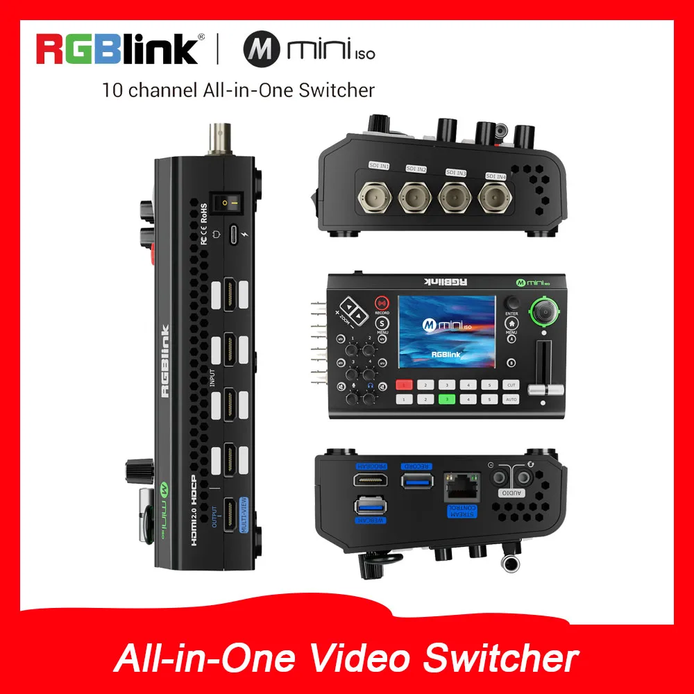 Rgblink mini ISO 10-kanaals alles-in-één videoswitcher 4 SDI HDMI-compatibele ingang