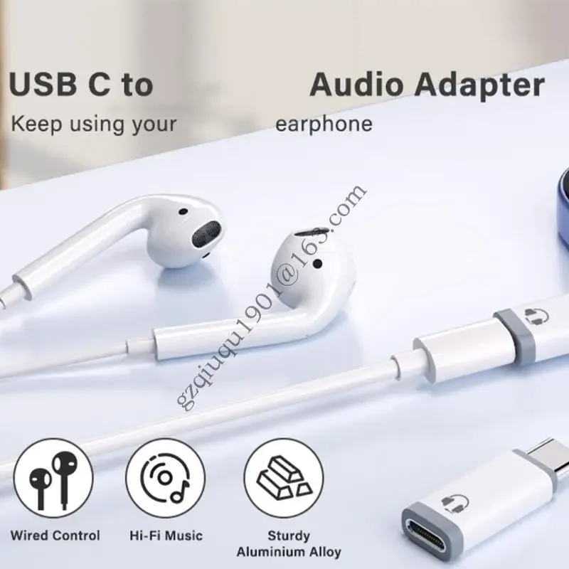 Разъем для типа C Адаптер звука с микрофонами поддерживает адаптер звука управления линейкой Алюминий для телефона 15/16 H05A
