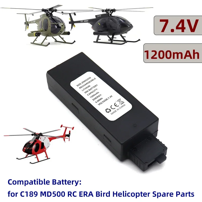 7.4V Rc Ear C189 Md500 Vogel Helikopter Batterij Voor C189 Md500 Rc Tijdperk Vogel Helikopter Onderdelen Accessoire 1200Mah C189 Batterij