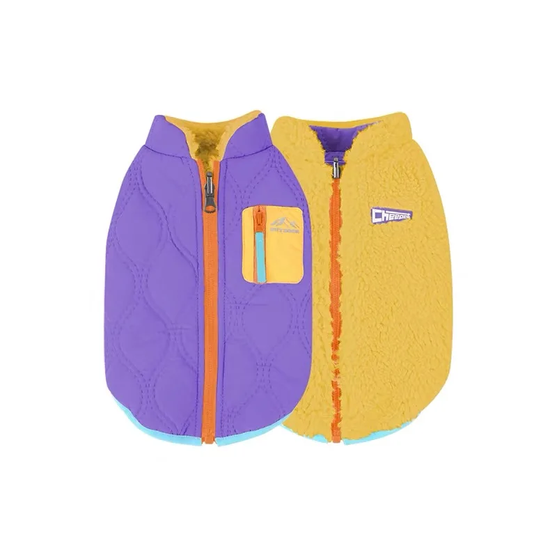 Omkeerbaar fleecejack, katoenen T-shirt pak voor teckels, winddicht warm vest voor herfst en winter voor teckels.